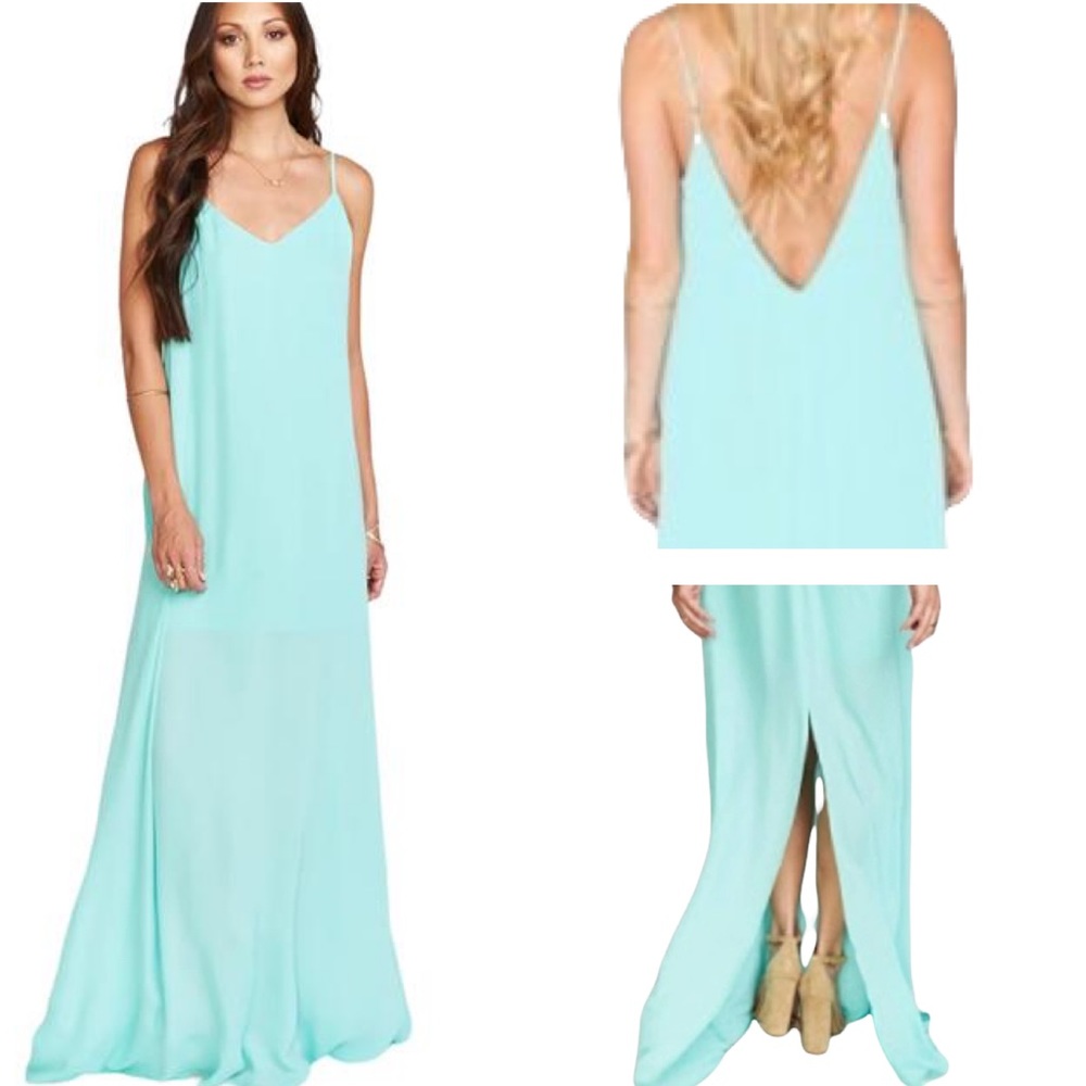 Show Me Your MuMu Jolie Sea Glass Crisp Low Back Maxi Dress - L
